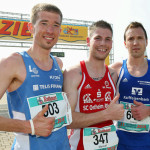 Die Top 3 Männer der Deutschen Halbmarathon-Meisterschaften. Copyright: Norbert Wilhelmi - FREIBURG MARATHON 2014