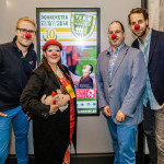 V.l.: Carsten Krebs (Geschäftsführer eichels: Event GmbH), Clownin Fanny (Clinic-Clowns Hannover), Urs Kobler (1. Vorsitzender Clinic-Clowns Hannover), Dennis M. Meyer (GOP-Direktor)