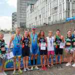 Die Siegerehrung der Aquathlon Europameisterschaft in Köln