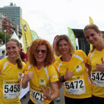 Deutsche Post Ladies Run in Düsseldorf. Plätze 1 bis 3 über 5 Kilometer und die viert-platzierte Lucy Diakovska. Foto: MMP