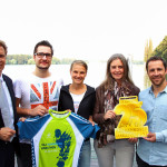 (v.l.): Dr. Raoul Hille (Geschäftsführer Hannover Airport), Michael Thellmann (Gewinner Designer-Wettbewerb Jubiläumsshirt), Lisa Hahner (Marathon-As), Stefanie Eichel (eichels: Event GmbH), Steven Cherundolo (Vorstandsmitglied Aktion Kinderherz)