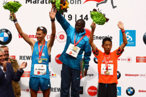 Kenianischer Doppelsieg beim RheinEnergieMarathon Köln. Copyright: Köln Marathon