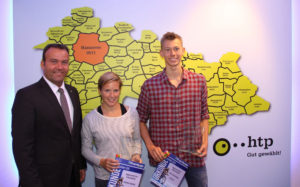 Von links: Thomas Heitmann (GF htp), Rebekka Raphael und Lasse Schomburg. Foto: eichels: event GmbH